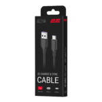 Кабель USB-A > USB-C зарядки/синхронизации 2E, 1м, Type-C, Glow, черный