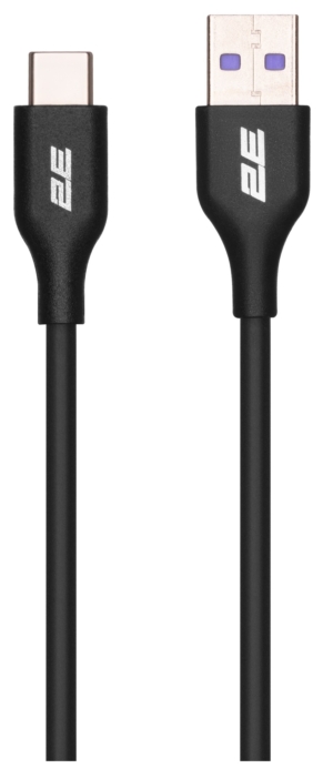 Кабель USB-A > USB-C зарядки/синхронизации 2E, 1м, Type-C, Glow, черный