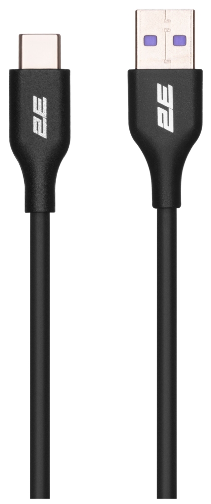 Кабель USB-A > USB-C зарядки/синхронизации 2E, 1м, Type-C, Glow, черный