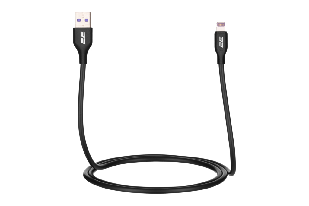 2E Сable USB-A > Lightning charge/data, 1m, Glow, black