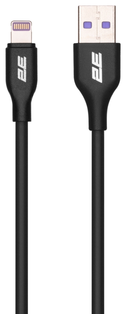 2E Сable USB-A > Lightning charge/data, 1m, Glow, black