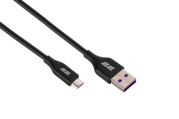 Кабель USB-A > microUSB зарядки/синхронизации 2E, 1м, Glow, черный