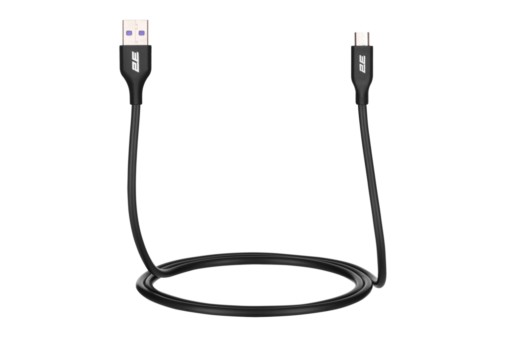 Кабель USB-A > microUSB заряджання/синхронізації 2E 1м, Glow, чорний