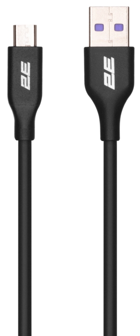 Кабель USB-A > microUSB зарядки/синхронизации 2E, 1м, Glow, черный