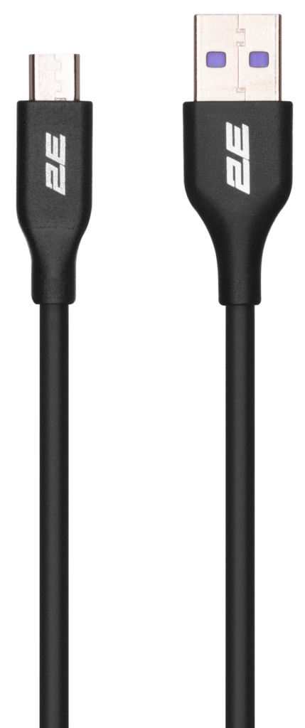 Кабель USB-A > microUSB заряджання/синхронізації 2E 1м, Glow, чорний