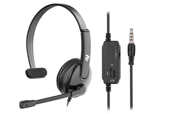 PC headset mono On-ear 2E CH12 mini-jack, omni-mic, 1.2m, black