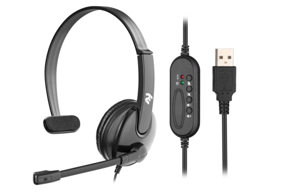 PC headset mono On-ear 2E CH12 USB, omni-mic, 2m, black