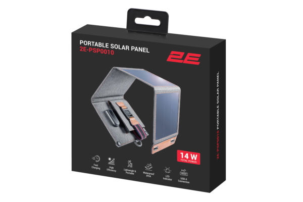 Портативная солнечная панель 2E, DC 14 Вт, USB-A 5В/2.4А
