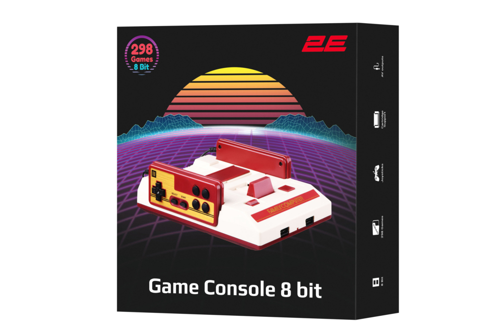 Game console 2E, 8 bit wired gamepad, AV, 298 games