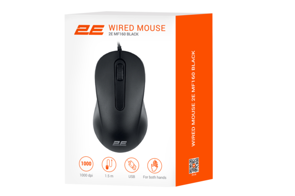 Mouse 2E MF160, USB-A, black