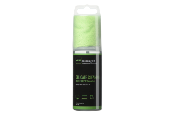 Cleaning kit 2E for office equipment (liquid 150ml, whipe 15x15cm), green