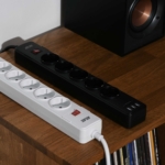 Удлинитель-фильтр сетевой 2E 5xТип F, 3×1.5мм кв, 16A, 3xUSB-A, с защитой от перенапряжения, 2м, белый