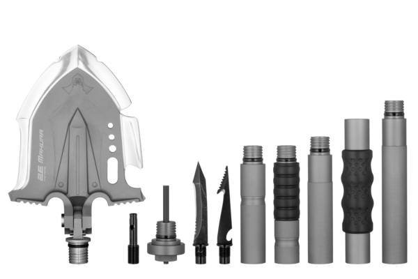 2E Tactical Лопата-мультитул тактична Mahura Steel Gray розбірна, 23в1, з сумкою у комплекті, 107 см макс., 1.5 кг
