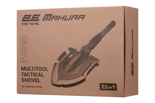 2E Tactical Лопата-мультитул тактична Mahura Steel Gray розбірна, 23в1, з сумкою у комплекті, 107 см макс., 1.5 кг