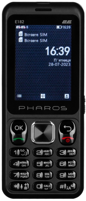 Мобільний телефон 2E E182 2.4″ 2SIM, 1700мА•год, чорний