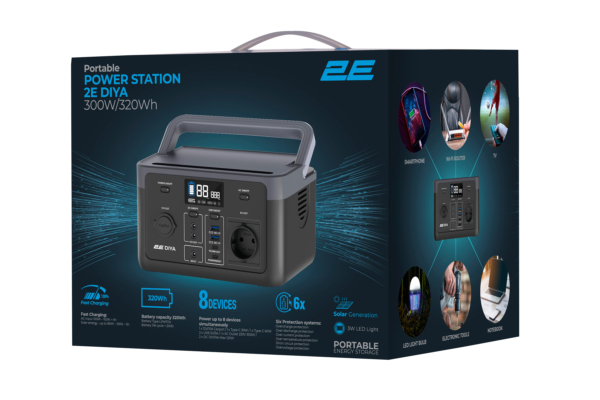 Portable Power Station 2E Diya Output Power 300W Battery capacity 320Wh, Fast Charging