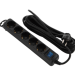 2E Power Strip 5хType F, 3х1.5mm2, 16A, 3m, black