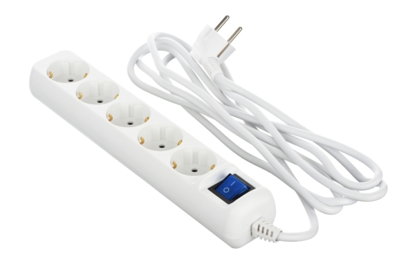 2E Power Strip 5хType F, 3х1.5mm2, 16A, 3m, white
