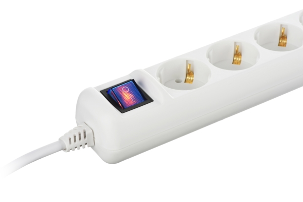 2E Power Strip 5хType F, 3х1.5mm2, 16A, 3m, white