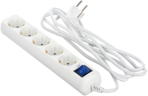 2E Power Strip 5хType F, 3х1.5mm2, 16A, 3m, white