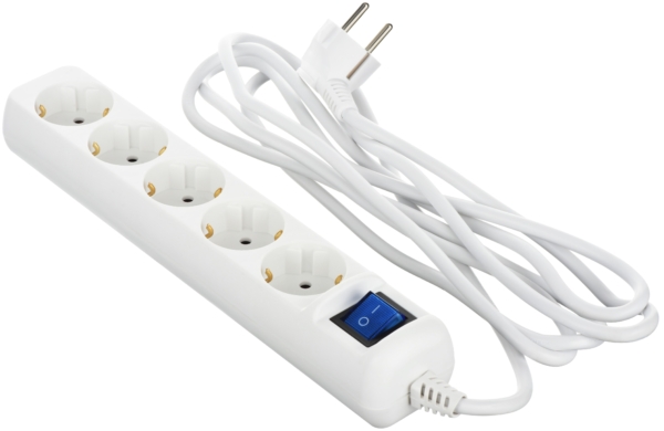 2E Power Strip 5хType F, 3х1.5mm2, 16A, 3m, white