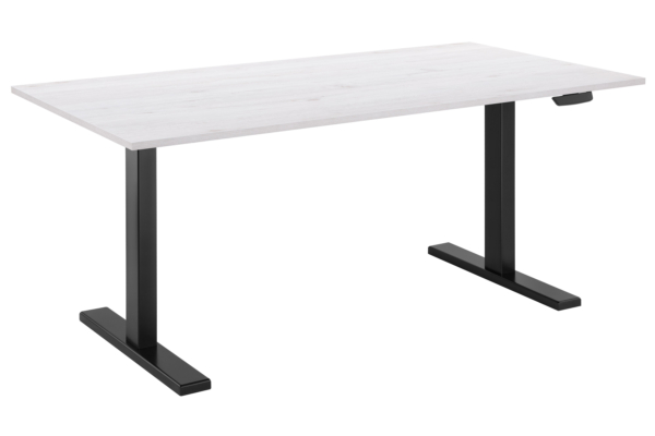 2E Computer table CE150WWHITE-MOTORIZED, height adjustment, electric motor 220V, 62/128×150х75cm, Wood White