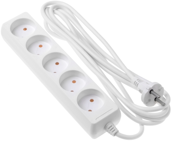 2E Power Strip 5хType C, 2х1mm2, 10A, 3m, white