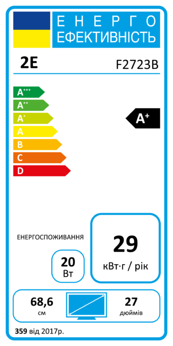 Монітор 2E 27″ F2723B D-Sub, HDMI, IPS, 75Hz