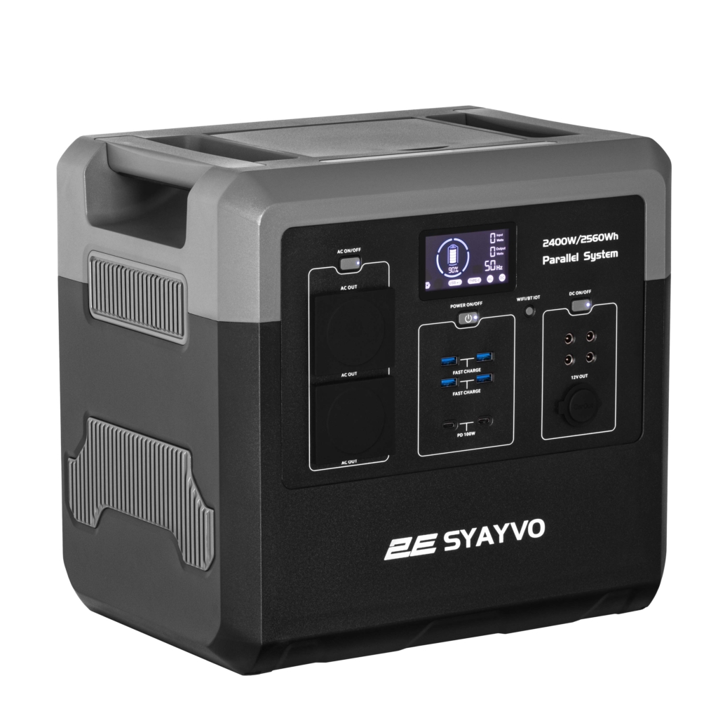 Портативная электростанция 2Е Syayvo 2400 Вт, 2560 Втч, WiFi/BT, параллельное подключение, быстрая зарядка