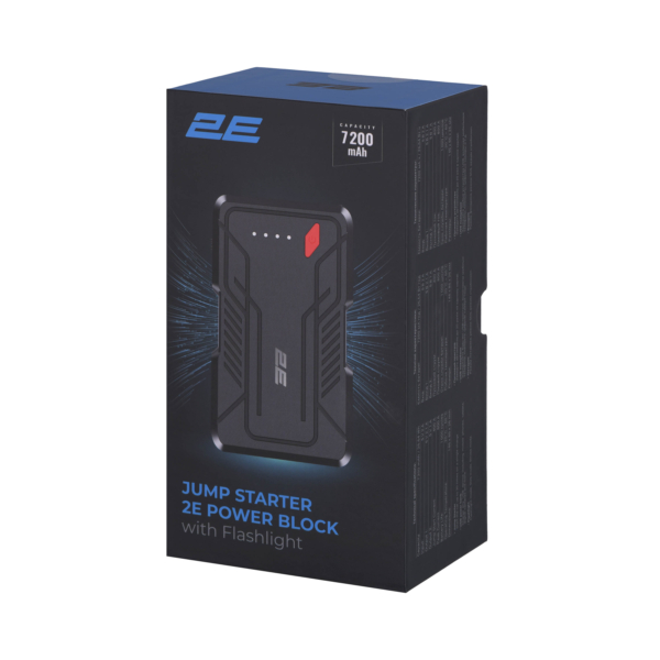 2E Пуско-зарядное устройство Power Block с фонарем, 7200мА·ч/26.64Вт·ч, 400A, 2xUSB-A/2.1A, 1A