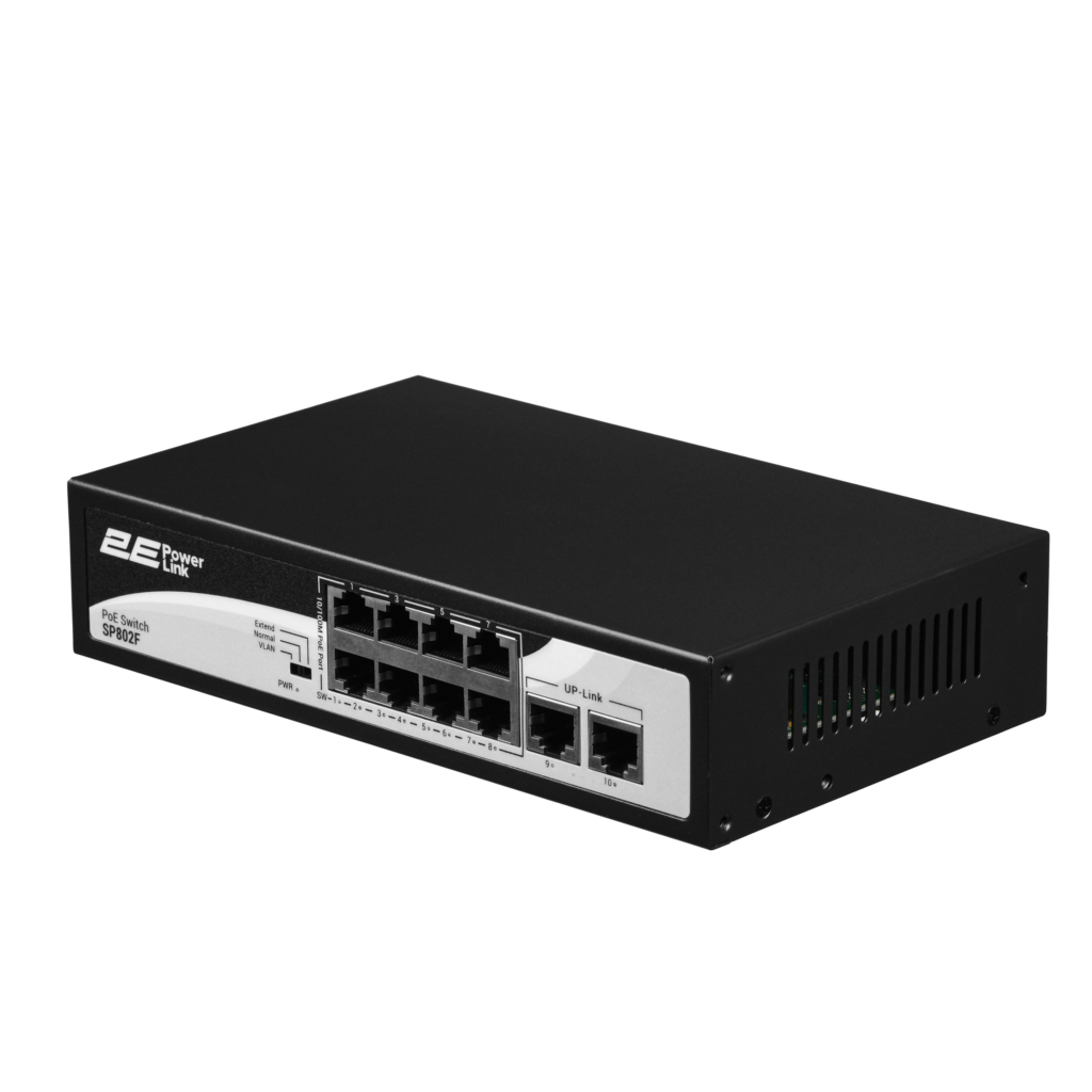 2E PowerLink Switch SP802F 10xFE (8xPoE, 2xUplink), 96W, Unmanaged