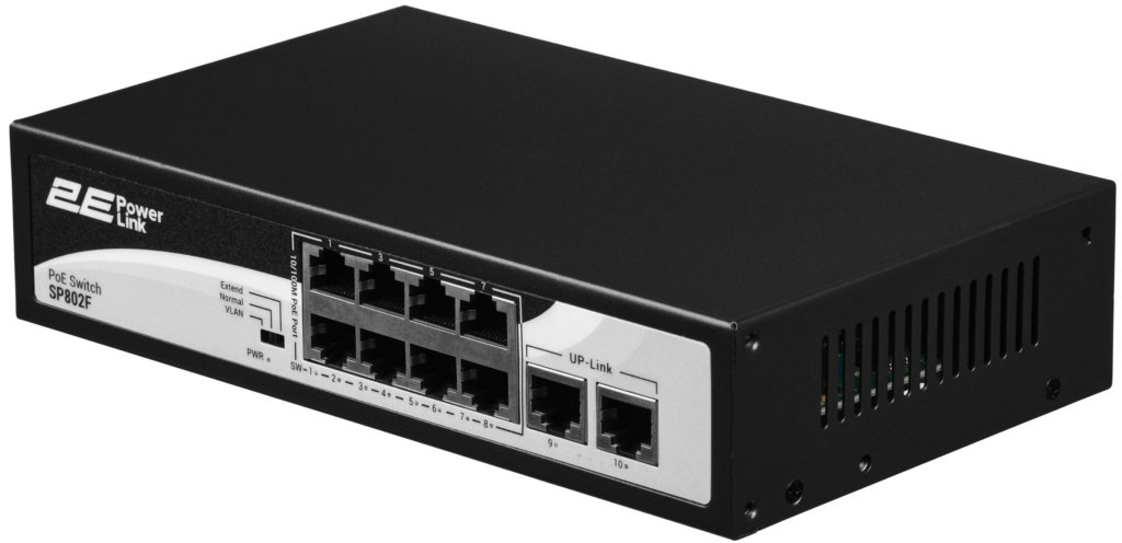 2E PowerLink Switch SP802F 10xFE (8xPoE, 2xUplink), 96W, Unmanaged