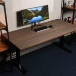 2E Computer table CE150WDARK-MOTORIZED, height adjustment, electric motor 220V, 62/128×150х75cm, Wood Dark