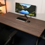 2E Computer table CE150WDARK-MOTORIZED, height adjustment, electric motor 220V, 62/128×150х75cm, Wood Dark