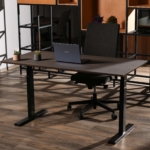 2E Computer table CE150WDARK-MOTORIZED, height adjustment, electric motor 220V, 62/128×150х75cm, Wood Dark