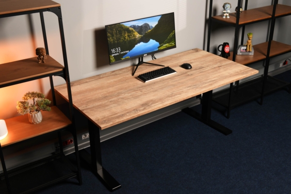 2E Computer table CE150WOLD-MOTORIZED, height adjustment, electric motor 220V, 62/128×150х75cm, Wood Old