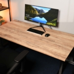2E Computer table CE150WOLD-MOTORIZED, height adjustment, electric motor 220V, 62/128×150х75cm, Wood Old