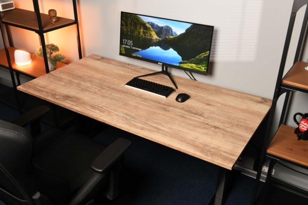 2E Computer table CE150WOLD-MOTORIZED, height adjustment, electric motor 220V, 62/128×150х75cm, Wood Old