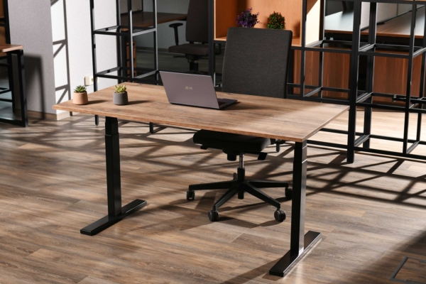 2E Computer table CE150WOLD-MOTORIZED, height adjustment, electric motor 220V, 62/128×150х75cm, Wood Old