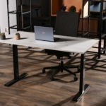 2E Computer table CE150WWHITE-MOTORIZED, height adjustment, electric motor 220V, 62/128×150х75cm, Wood White