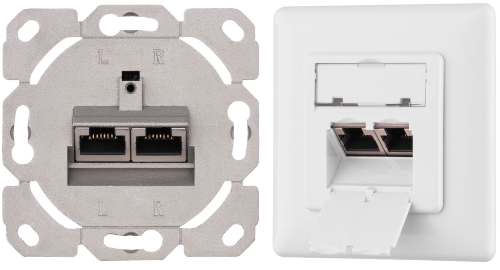 Настенная розетка 2E CАТ 6 FTP, 2xRJ45, 8P8C, для скрытой проводки