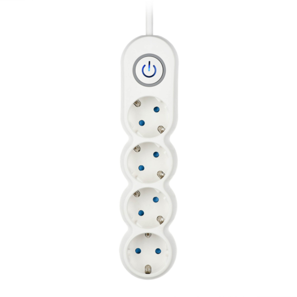 Удлинитель сетевой 2E Plus 4хТип F, 3х1мм кв, 10A, 3м, бело-серый