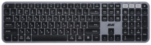 Клавиатура мембранная 2E KS240 110key, WL/BT, EN/UK, серо-чёрный