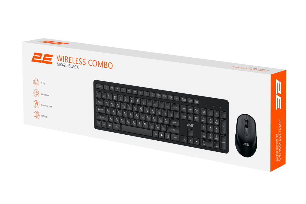 2E Combo keyboard and mouse MK420 WL, EN/UK, black