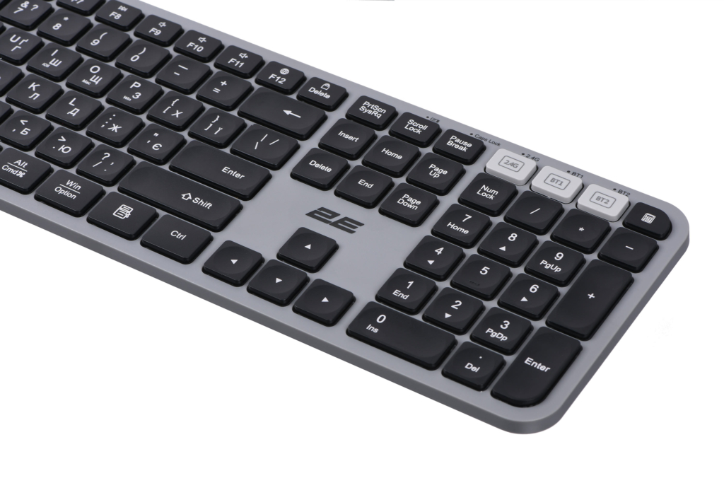 Комплект клавиатура и мышь 2E MK440 WL/BT, EN/UK, серо-чёрный