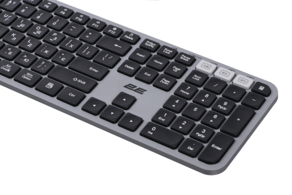 Комплект клавиатура и мышь 2E MK440 WL/BT, EN/UK, серо-чёрный