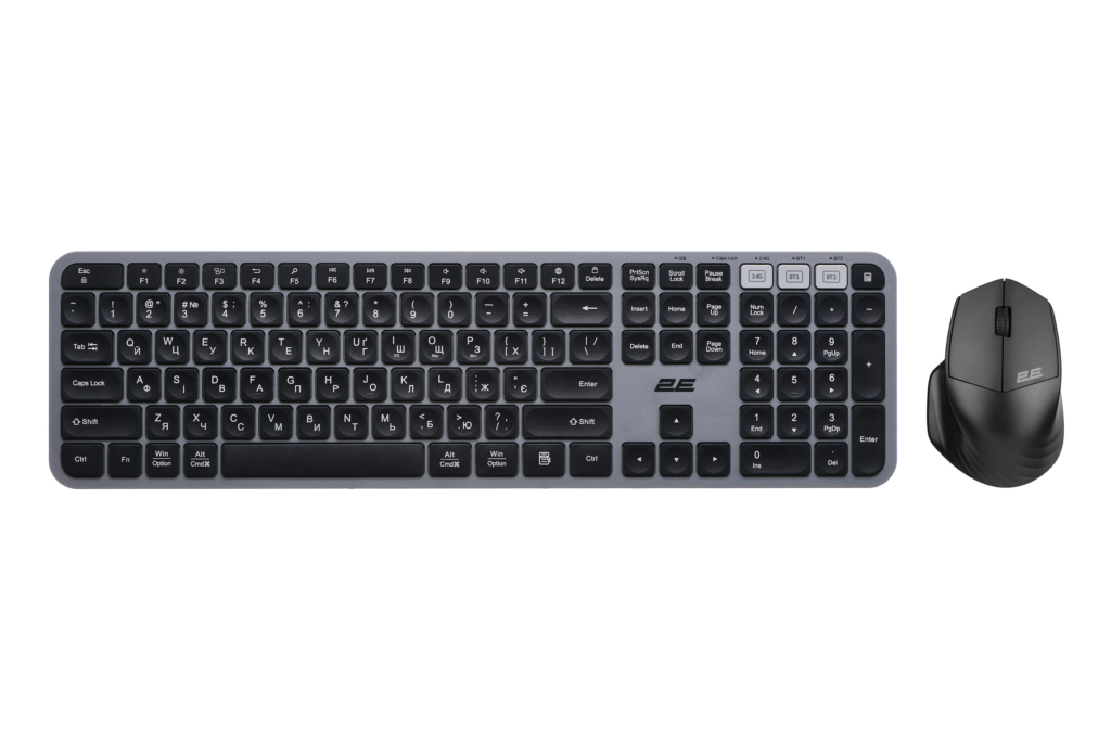 Комплект клавиатура и мышь 2E MK440 WL/BT, EN/UK, серо-чёрный