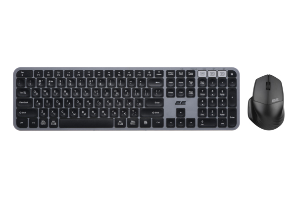 Комплект клавиатура и мышь 2E MK440 WL/BT, EN/UK, серо-чёрный
