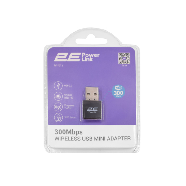 2E PowerLink WiFi-adapter WR812 N300, USB