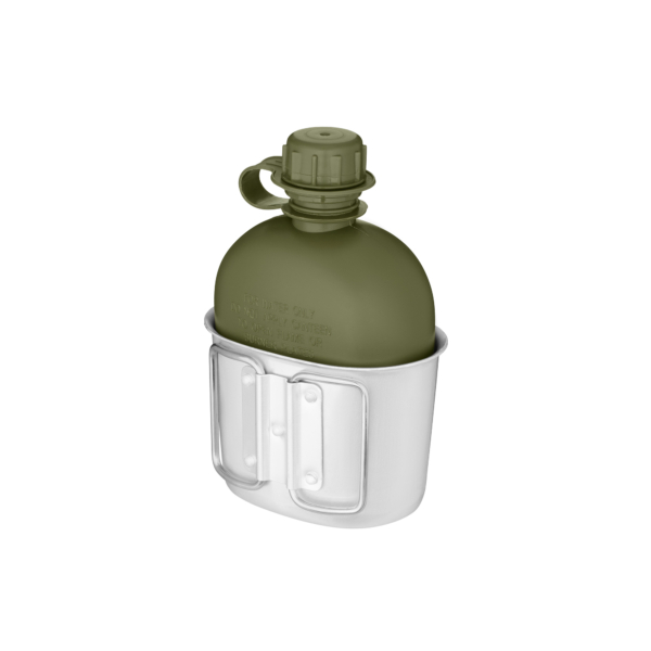 2E Tactical Фляга тактична у чохлі Flask WB01, 1л, з кружкою для їжі, олива